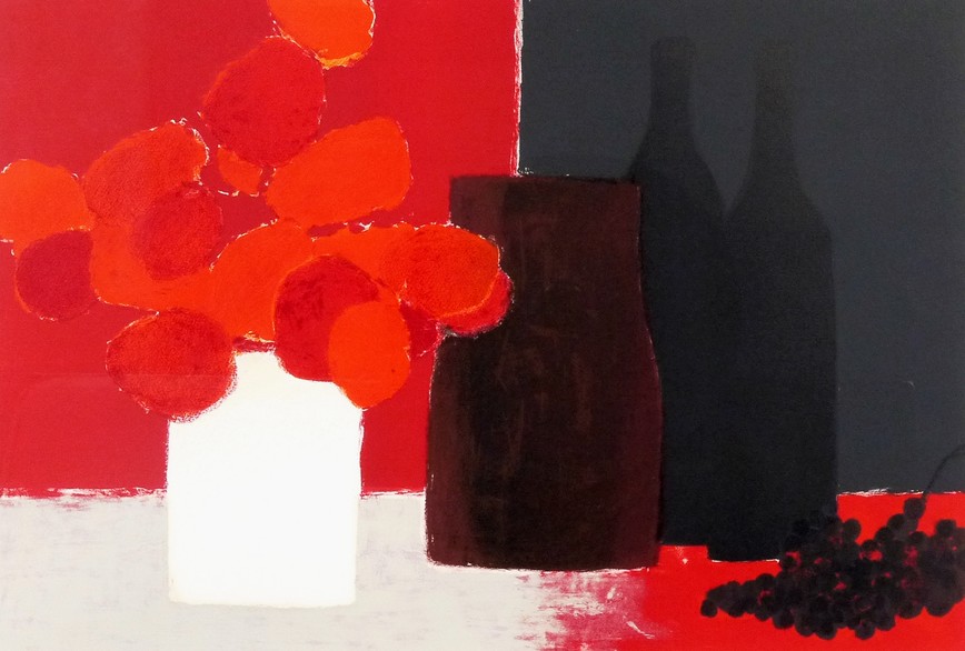 ベルナール・カトランの絵画作品　タイトルは、葡萄のある静物 STILL LIFE WITH BUNCH OF GRAPES